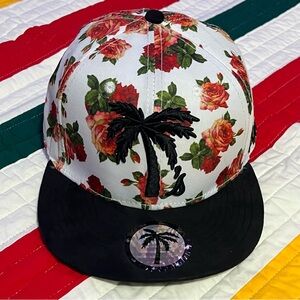 BLVD Supply Floral Rose Print Snapback Hat Palm Tree Logo streetwear surf beach